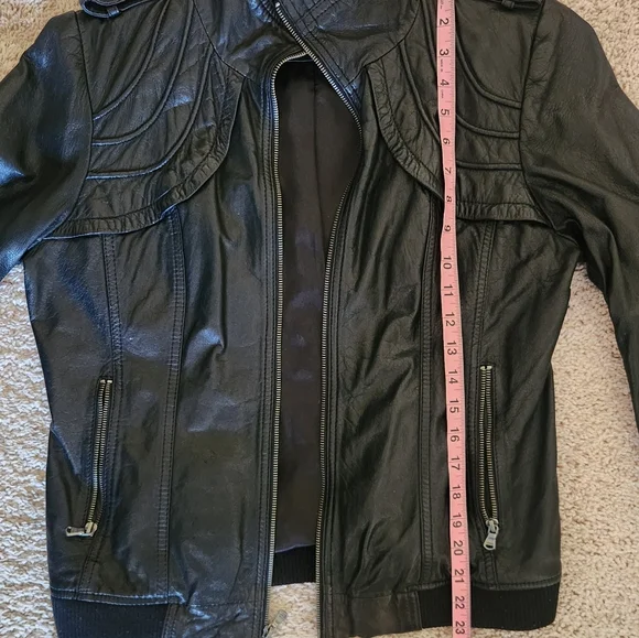 Vintage Y2K Guess Leather Bomber Jacket Sz. Large Black Butter Soft Leather - Picture 6 of 8